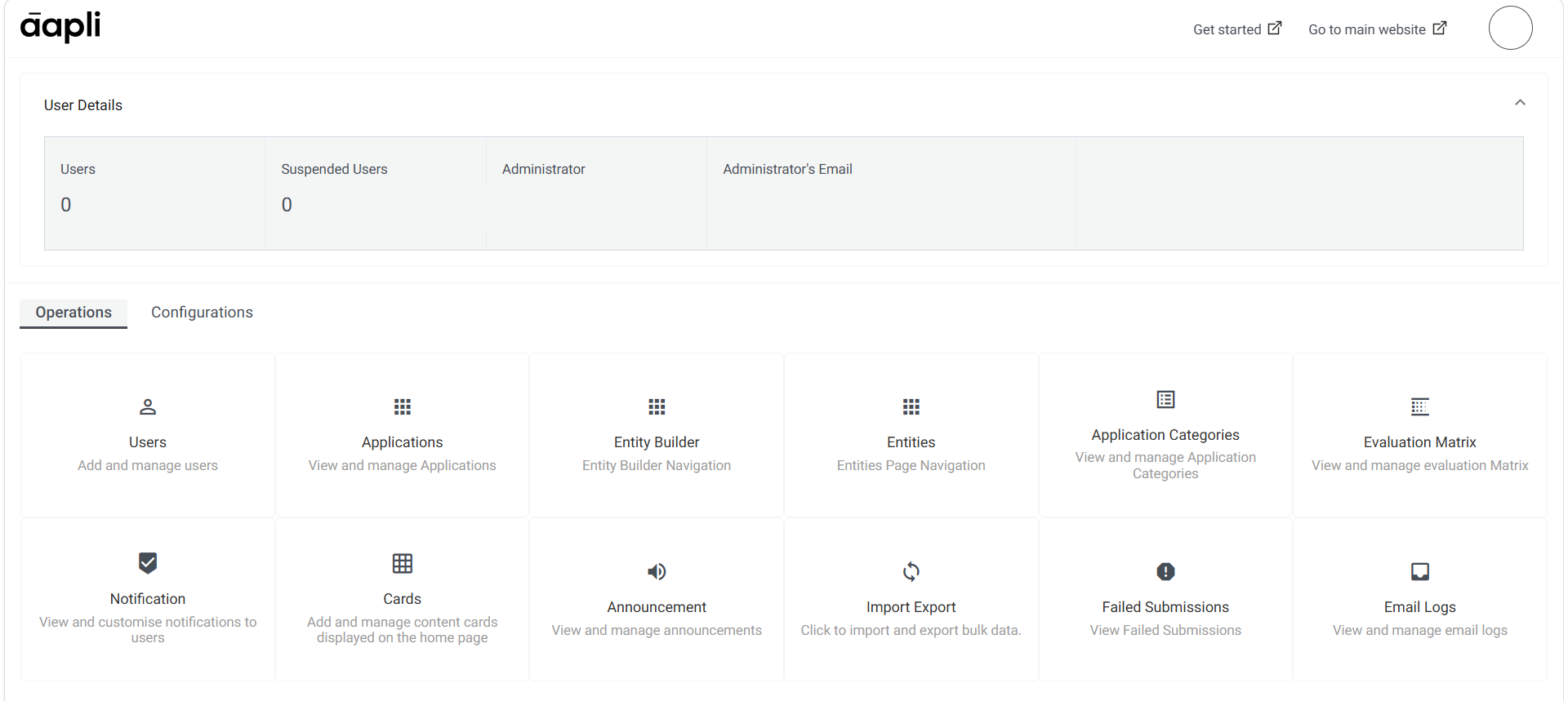 Admin Home Page