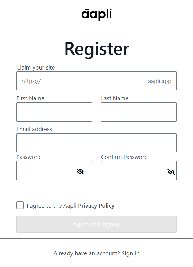 Registration Page