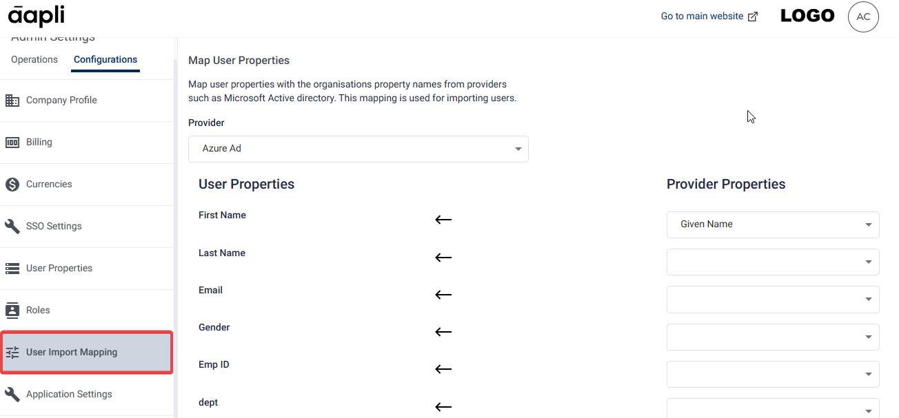 User Import Mapping